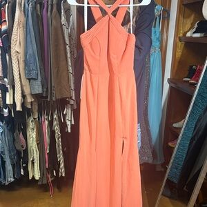 Azazie Strapless Coral Dress